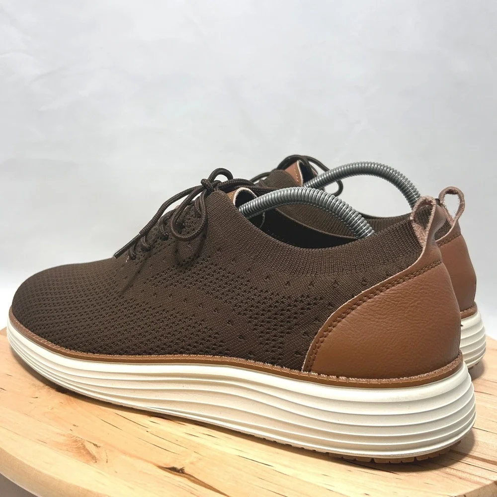 VILOCY Men's Brown Casual Business Mesh Breathable Oxford Sneakers -11W 44 EUR W